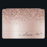 Rose Gold - Blush Pink Glitter Metal Monogram Name<br><div class="desc">Rose Gold - Blush Pink Faux Foil Metallic Sparkle Glitter Brushed Metal Monogram Name Laptop Case with monogram signature cursive heart . This makes the perfect sweet 16 birthday,  wedding,  bridal shower,  anniversary,  baby shower or bachelorette party gift for someone that loves glam luxury and chic styles.</div>