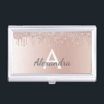 Rose Gold - Blush Pink Glitter Metal Monogram Name Business Card Case<br><div class="desc">Rose Gold - Blush Pink Faux Foil Metallic Sparkle Glitter Brushed Metal Monogram Name Business Card Holder. This makes the perfect sweet 16 birthday,  wedding,  bridal shower,  anniversary,  baby shower or bachelorette party gift for someone that loves glam luxury and chic styles.</div>