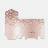 Rose Gold - Blush Pink Glitter Metal Monogram Name Favor Boxes (Unfolded)