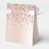 Rose Gold - Blush Pink Glitter Metal Monogram Name Favor Boxes (Back Side)