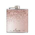 Rose Gold - Blush Pink Glitter Metal Monogram Name