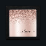 Rose Gold - Blush Pink Glitter Metal Monogram Name Gift Box<br><div class="desc">Rose Gold - Blush Pink Faux Foil Metallic Sparkle Glitter Brushed Metal Monogram Name Jewelry Keepsake Box. This makes the perfect graduation,  birthday,  wedding,  bridal shower,  anniversary,  baby shower or bachelorette party gift for someone that loves glam luxury and chic styles.</div>