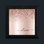 Rose Gold - Blush Pink Glitter Metal Monogram Name Gift Box<br><div class="desc">Rose Gold - Blush Pink Faux Foil Metallic Sparkle Glitter Brushed Metal Monogram Name Jewelry Keepsake Box. This makes the perfect graduation,  birthday,  wedding,  bridal shower,  anniversary,  baby shower or bachelorette party gift for someone that loves glam luxury and chic styles.</div>
