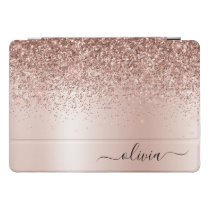 Rose Gold - Blush Pink Glitter Metal Monogram Name iPad Pro Cover Rose Gold - Blush Pink Glitter Metal Monogram Name iPad Pro Cover