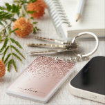 Rose Gold - Blush Pink Glitter Metal Monogram Name Keychain<br><div class="desc">Rose Gold - Blush Pink Faux Foil Metallic Sparkle Glitter Brushed Metal Monogram Name Keychain. This makes the perfect sweet 16 birthday,  wedding,  bridal shower,  anniversary,  baby shower or bachelorette party gift for someone that loves glam luxury and chic styles.</div>