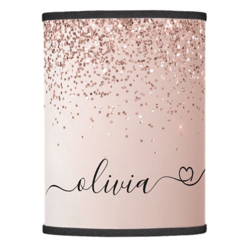 Rose Gold _ Blush Pink Glitter Metal Monogram Name Lamp Shade