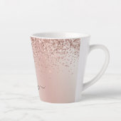 Rose Gold - Blush Pink Glitter Metal Monogram Name Latte Mug (Right)