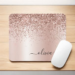 Rose Gold - Blush Pink Glitter Metal Monogram Name Mouse Pad<br><div class="desc">Rose Gold - Blush Pink Faux Foil Metallic Sparkle Glitter Brushed Metal Monogram Name and Initial Mousepad (mouse pad). This makes the perfect sweet 16 birthday,  wedding,  bridal shower,  anniversary,  baby shower or bachelorette party gift for someone that loves glam luxury and chic styles.</div>