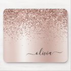 Rose Gold - Blush Pink Glitter Metal Monogram Name