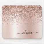 Rose Gold - Blush Pink Glitter Metal Monogram Name Mouse Pad<br><div class="desc">Rose Gold - Blush Pink Faux Foil Metallic Sparkle Glitter Brushed Metal Monogram Name and Initial Mousepad (mouse pad). This makes the perfect sweet 16 birthday,  wedding,  bridal shower,  anniversary,  baby shower or bachelorette party gift for someone that loves glam luxury and chic styles.</div>
