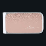 Rose Gold Blush Pink Glitter Metal Monogram Name Silver Finish Money Clip<br><div class="desc">Rose Gold Blush Pink Sparkle Glitter Brushed Metal Monogram Name Money Clip. This makes the perfect graduation,  sweet 16 birthday,  wedding,  bridal shower,  anniversary,  baby shower or bachelorette party gift for someone that loves glam luxury and chic styles.</div>