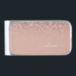 Rose Gold Blush Pink Glitter Metal Monogram Name Silver Finish Money Clip<br><div class="desc">Rose Gold Blush Pink Sparkle Glitter Brushed Metal Monogram Name Money Clip. This makes the perfect graduation,  sweet 16 birthday,  wedding,  bridal shower,  anniversary,  baby shower or bachelorette party gift for someone that loves glam luxury and chic styles.</div>