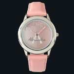 Rose Gold - Blush Pink Glitter Metal Monogram Name Watch<br><div class="desc">Rose Gold - Blush Pink Faux Foil Metallic Sparkle Glitter Brushed Metal Monogram Name Watch. This makes the perfect sweet 16 birthday, wedding, bridal shower, anniversary, baby shower or bachelorette party gift for someone that loves glam luxury and chic styles.</div>