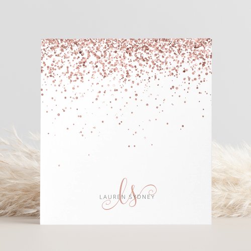 Rose Gold Blush Pink Glitter Metal  Notepad