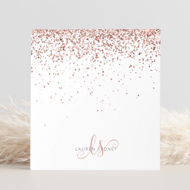 Rose Gold Blush Pink Glitter Metal  Notepad (Creator Uploaded)