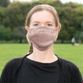 Rose Gold - Blush Pink Glitter Monogram Adult Cloth Face Mask (Outside)