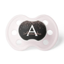 Rose Gold Blush Pink Glitter Monogram Baby Pacifier