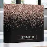 Rose Gold Blush Pink Glitter Monogram Girly 3 Ring Binder<br><div class="desc">Rose Gold - Blush Pink and Black Sparkle Glitter Monogram Name Binder. This makes the perfect sweet 16 birthday,  wedding,  bridal shower,  anniversary,  baby shower or bachelorette party gift for someone that loves glam luxury and chic styles.</div>
