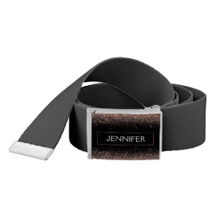 Rose Gold Blush Pink Glitter Monogram Girly Belt