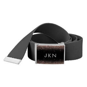 Rose Gold Blush Pink Glitter Monogram Initials Belt