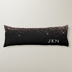 Rose Gold Blush Pink Glitter Monogram Initials Body Pillow