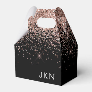 Rose Gold Blush Pink Glitter Monogram Initials Favor Boxes