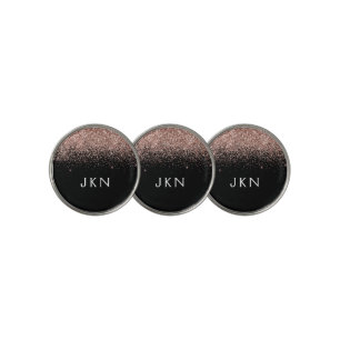 Rose Gold Blush Pink Glitter Monogram Initials Golf Ball Marker