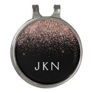 Rose Gold Blush Pink Glitter Monogram Initials Golf Hat Clip