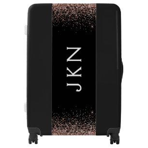 Rose Gold Blush Pink Glitter Monogram Initials Luggage