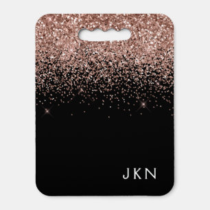 Rose Gold Blush Pink Glitter Monogram Initials Seat Cushion