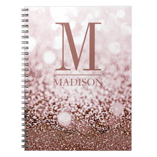 Rose Gold Blush Pink Glitter Monogram Journal