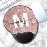 Rose Gold Blush Pink Glitter Monogram Name Gel Mouse Pad<br><div class="desc">Personalized Blush Pink Glitter Initial Monogram Mouse Pad. Add a touch of glam and elegance to your workspace with this stylish mouse pad. Featuring a faux rose gold blush pink glitter background, a crisp white initial letter, and a sleek black script name, this design is perfect for anyone who loves...</div>