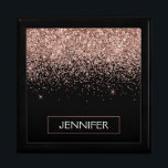 Rose Gold Blush Pink Glitter Script Monogram Gift Box<br><div class="desc">Black and Rose Gold Blush Pink Sparkle Glitter Monogram Name Jewelry Keepsake Box. This makes the perfect graduation,  birthday,  wedding,  bridal shower,  anniversary,  baby shower or bachelorette party gift for someone that loves glam luxury and chic styles.</div>