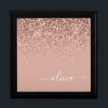Rose Gold Blush Pink Glitter Script Monogram Gift Box<br><div class="desc">Rose Gold - Blush Pink Sparkle Glitter script Monogram Name Jewelry Keepsake Box. This makes the perfect graduation,  birthday,  wedding,  bridal shower,  anniversary,  baby shower or bachelorette party gift for someone that loves glam luxury and chic styles.</div>