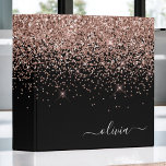 Rose Gold Blush Pink Glitter Script Monogram Girly 3 Ring Binder<br><div class="desc">Rose Gold - Blush Pink and Black Sparkle Glitter Script Monogram Name Binder. This makes the perfect sweet 16 birthday,  wedding,  bridal shower,  anniversary,  baby shower or bachelorette party gift for someone that loves glam luxury and chic styles.</div>