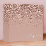 Rose Gold Blush Pink Glitter Script Monogram Girly 3 Ring Binder<br><div class="desc">Rose Gold - Blush Pink Sparkle Glitter Script Monogram Name Binder. This makes the perfect sweet 16 birthday,  wedding,  bridal shower,  anniversary,  baby shower or bachelorette party gift for someone that loves glam luxury and chic styles.</div>