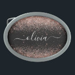 Rose Gold Blush Pink Glitter Script Monogram Girly Belt Buckle<br><div class="desc">Black and Rose Gold - Blush Pink Sparkle Glitter Script Monogram Name Belt Buckle. This makes the perfect graduation, sweet 16 16th, 18th, 21st, 30th, 40th, 50th, 60th, 70th, 80th, 90th, 100th birthday, wedding, bridal shower, anniversary, baby shower or bachelorette party gift for someone that loves glam luxury and chic...</div>