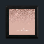 Rose Gold Blush Pink Glitter Script Monogram Girly Gift Box<br><div class="desc">Rose Gold - Blush Pink Sparkle Glitter Script Monogram Name Jewelry Keepsake Box. This makes the perfect graduation,  birthday,  wedding,  bridal shower,  anniversary,  baby shower or bachelorette party gift for someone that loves glam luxury and chic styles.</div>