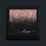 Rose Gold Blush Pink Glitter Script Monogram Girly Gift Box<br><div class="desc">Rose Gold - Blush Pink and Black Sparkle Glitter Script Monogram Name Jewelry Keepsake Box. This makes the perfect graduation,  birthday,  wedding,  bridal shower,  anniversary,  baby shower or bachelorette party gift for someone that loves glam luxury and chic styles.</div>