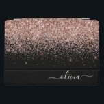 Rose Gold Blush Pink Glitter Script Monogram Girly iPad Pro Cover<br><div class="desc">Rose Gold - Blush Pink and Black Sparkle Glitter Script Monogram Name Laptop Case. This makes the perfect sweet 16 birthday,  wedding,  bridal shower,  anniversary,  baby shower or bachelorette party gift for someone that loves glam luxury and chic styles.</div>