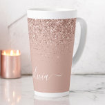 Rose Gold Blush Pink Glitter Script Monogram Girly Latte Mug<br><div class="desc">Rose Gold - Blush Pink Faux Foil Metallic Sparkle Glitter Script Monogram Name Latte Coffee Cup Mug. This makes the perfect sweet 16 birthday,  wedding,  bridal shower,  anniversary,  baby shower or bachelorette party gift for someone that loves glam luxury and chic styles.</div>