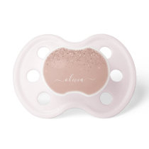Rose Gold Blush Pink Glitter Script Monogram Girly Pacifier