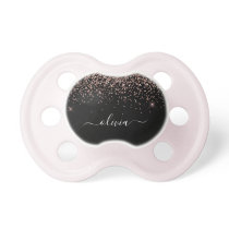 Rose Gold Blush Pink Glitter Script Monogram Girly Pacifier