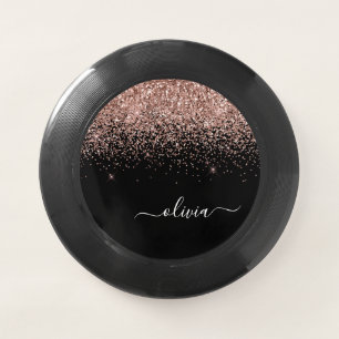 Rose Gold Blush Pink Glitter Script Monogram Girly Wham-O Frisbee