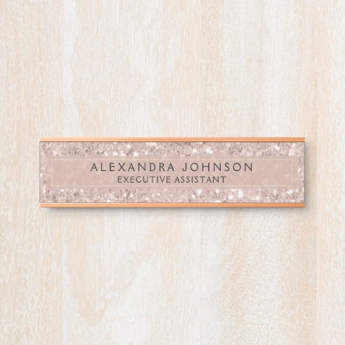 Rose Gold _ Blush Pink Glitter Sparkle Modern Chic Door Sign