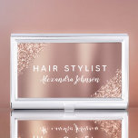 Rose Gold - Blush Pink Glitter Sparkle Monogram Business Card Case<br><div class="desc">Blush Pink - Rose Gold Faux Glitter and Sparkle Metallic Foil Elegant Girly Business Card Holder. This Business Card Holder can be customized to include your first and last name as well as your profession.</div>