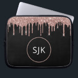 Rose Gold Blush Pink Glitter Sparkle Monogram Laptop Sleeve<br><div class="desc">Blush Pink - Rose Gold and Black Faux Glitter and Sparkle Elegant Monogrammed Initials Case. This case can be customized to include your initial and first name.</div>