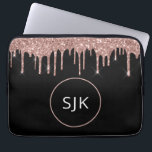Rose Gold Blush Pink Glitter Sparkle Monogram Laptop Sleeve<br><div class="desc">Blush Pink - Rose Gold and Black Faux Glitter and Sparkle Elegant Monogrammed Initials Case. This case can be customized to include your initial and first name.</div>