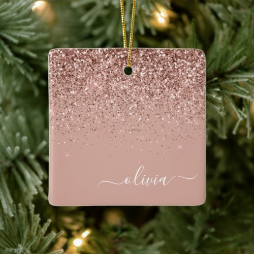 Rose Gold _ Blush Pink Glitter Sparkle Name Ceramic Ornament