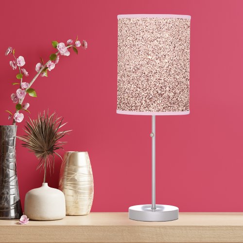 Rose gold blush pink glitter sparkle table lamp
